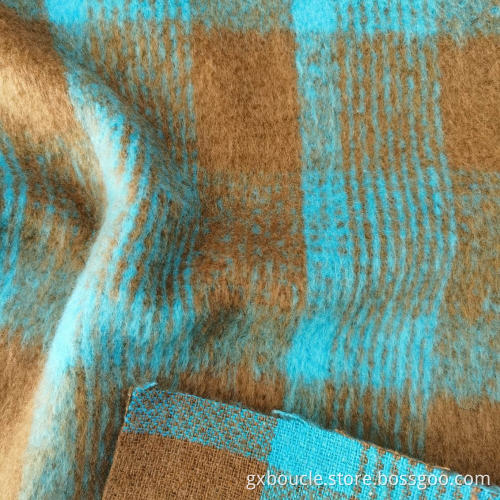 Woolen Boucle Plaid  with long brushing fabric